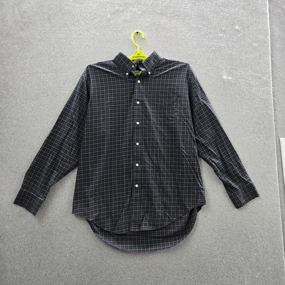 Lauren Ralph Lauren Men Button Up Shirt 17X34 Navy Plaid Classic Long Sleeve